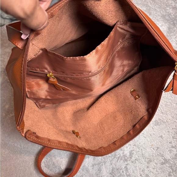 Joy Mangano Tan Leather Tote with Gold Accent - Picture 8 of 11